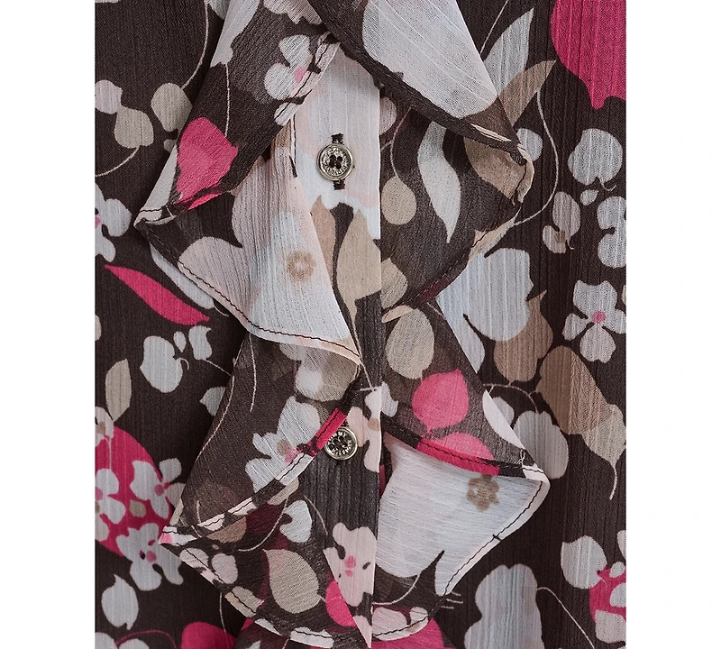 Tommy Hilfiger Women's Floral Ruffle Placket Top