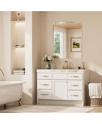 Keonjinn Inch Beveled Bathroom Vanity Mirror Shatterproof Frameless Wall Mirrored Over Sink Horizontal/Vertical
