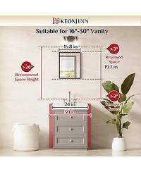 Keonjinn 16x20 Inch Brushed Gold Bathroom Vanity Mirror Metal Framed Over Sink Wall Mirror Horizontal/Vertical