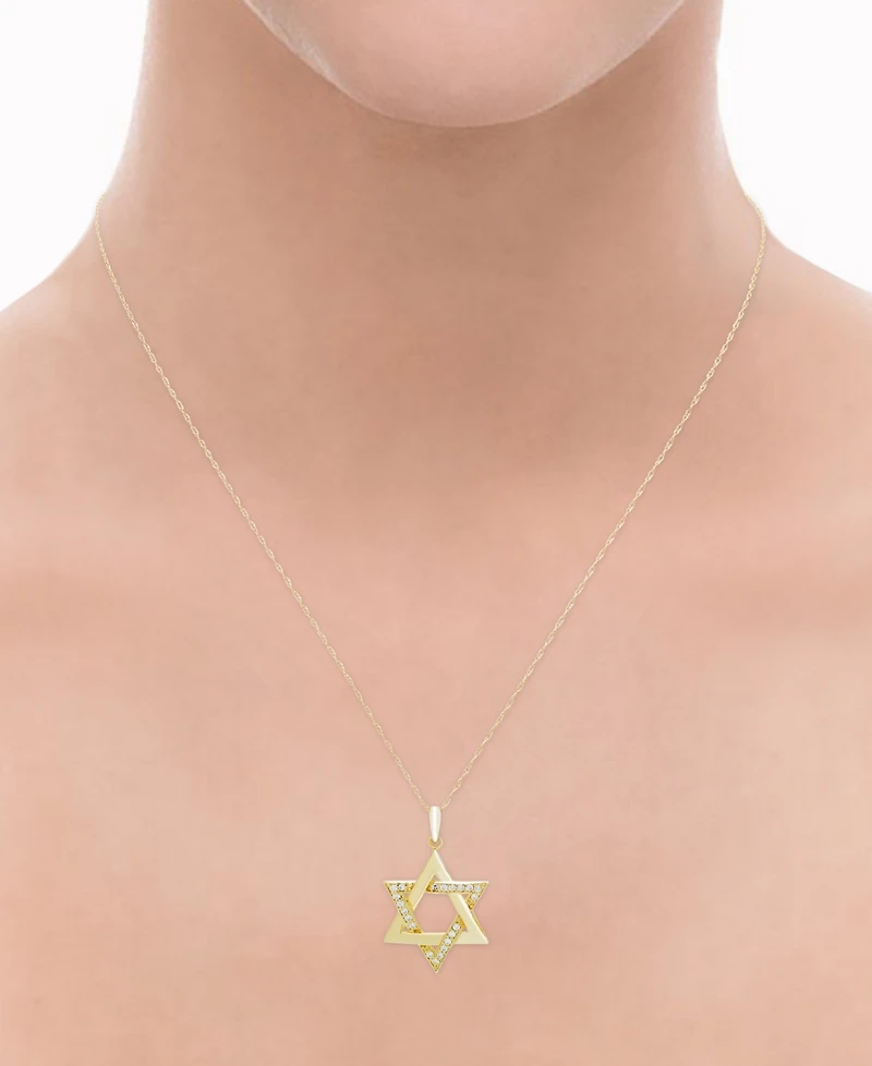 Macy's Diamond Pendant Necklace (1/8 ct. t.w.) in 14k Yellow Gold