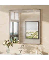 Keonjinn Inch Brushed Nickel Bathroom Vanity Mirror Metal Framed Over Sink Wall Mirror Horizontal/Vertical