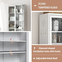 72" Tall Kitchen Pantry Cabinet with 5 Adjustable Shelves, Freestanding Metal Storage Cabinet