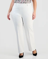 Kasper Plus Pull-On Straight-Leg Pants