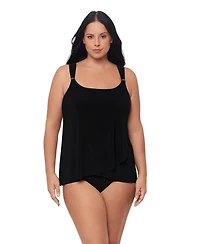 Miraclesuit Plus Razzle Dazzle Asymmetrical-Drape Tankini Top