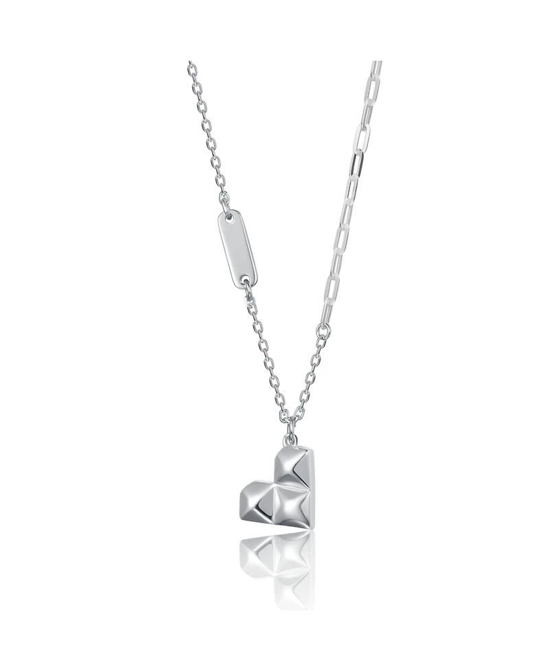 White Gold Plated Geometric Heart Necklace