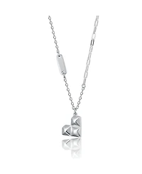 White Gold Plated Geometric Heart Necklace