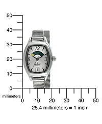 Peugeot Women's Silver Dial Sun Moon Watch 30x20mm Calendar Mesh Bracelet