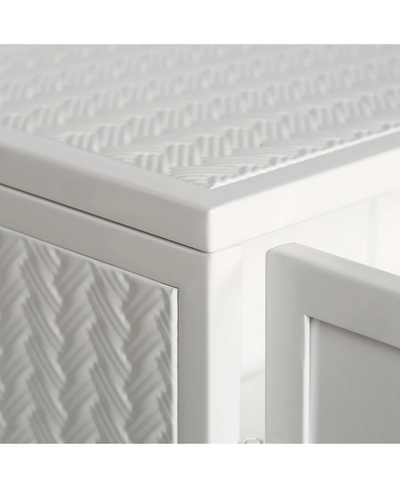 sumyeg 27.56" Two-Door Wall Cabinet with Glass Doors and Three-Tier Storage Featuring Woven Pattern for Living Spaces