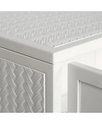 sumyeg 27.56" Two-Door Wall Cabinet with Glass Doors and Three-Tier Storage Featuring Woven Pattern for Living Spaces