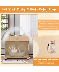 Skonyon Cat Litter Box Enclosure with Sisal Scratching Doors and Storage