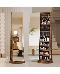 Vlsrka 360° Swivel Free-Standing Jewelry Armoire Cabinet with Mirror