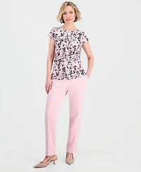 Kasper Women's Floral Pleat-Front Cap-Sleeve Top