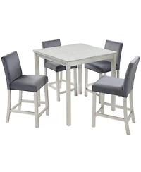 Maison Boucle 5-Piece Counter Height Dining Set with 34.5" Square Table and 4 Upholstered Chairs for Small Dining Rooms or Apartment