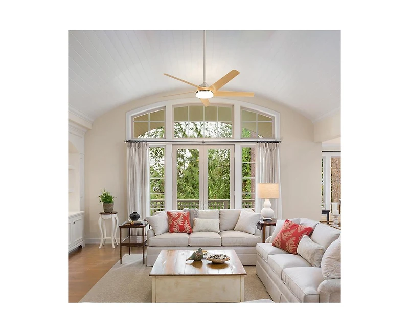 Sofucor 52-inch Modern Sand Nickel 5-Blade Tri-Color Dimming Ceiling Fan with Remote Control and Timing Function for Indoor