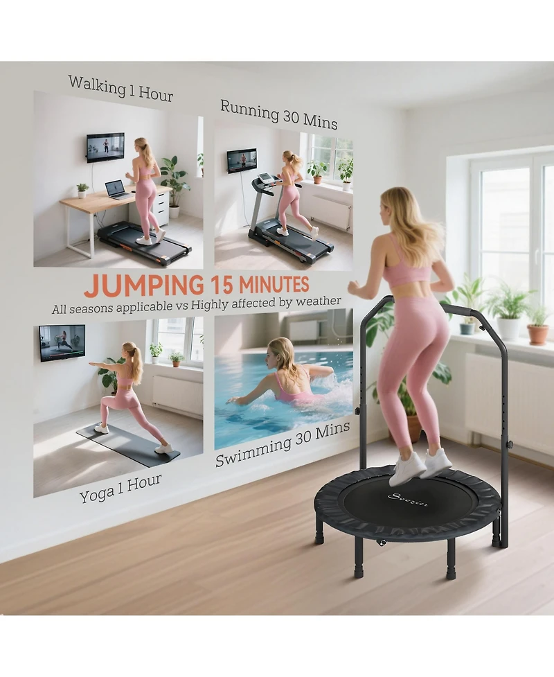Soozier 40" Foldable Mini Trampoline, Rebounder Trampoline,