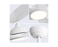 Sofucor 48-inch Matte White 5-Blade Ceiling Fan with Six Speed Remote Control and Forward Reverse Function for Indoor Use