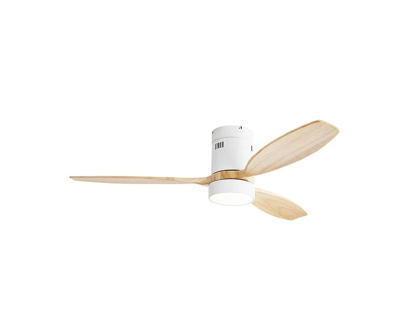 Sofucor 52-inch Modern White 3-Blade Flush Mount with Light and Remote Control