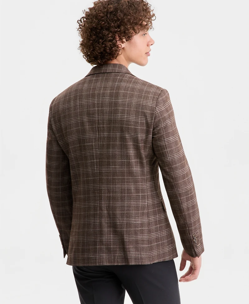 Men's Plaid Notch-Lapel Slim-Fit Sport Coat