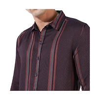 Campus Sutra Men's Maroon Striped Regular Fit Casual Shirt