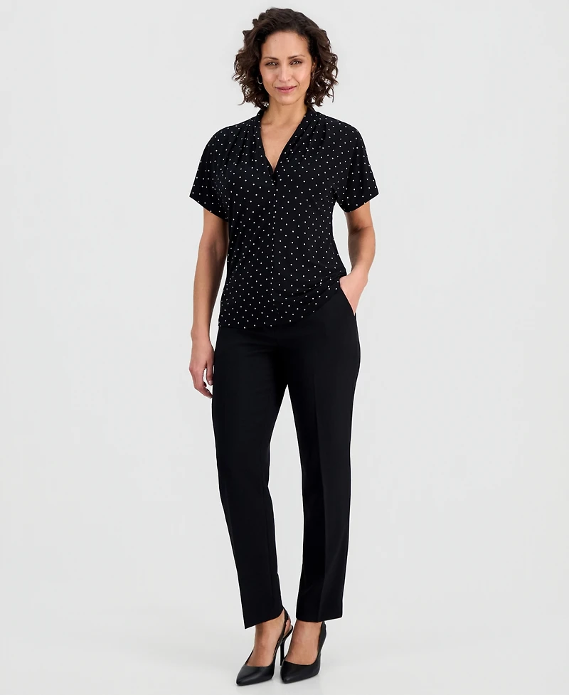 Kasper Women's Printed Flutter Sleeve Blouse