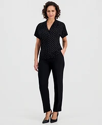 Kasper Women's Printed Flutter Sleeve Blouse