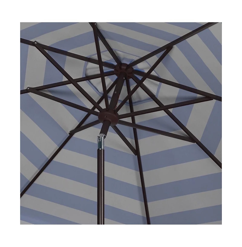 Safavieh Maui Single Scallop Striped 9Ft Crank Push Button Tilt Umbrella