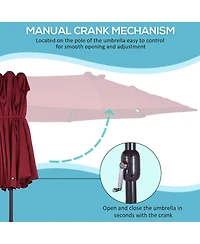 Outsunny Extra Large 15ft Patio Umbrella, Wine