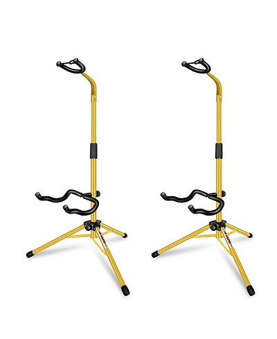 5Core Guitar Stand Pair Floor Folding Holder Soporte Para Guitarra for Acoustic Electric Bass - Gsh Hd D-blu 2PK