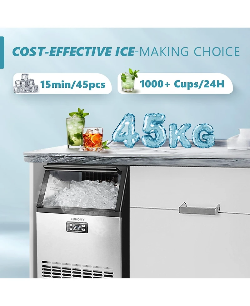 Euhomy Ice Maker with Auto Clean in Silver