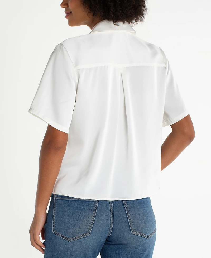 Liverpool Los Angeles Women's Short-Sleeve Satin Camp Shirt