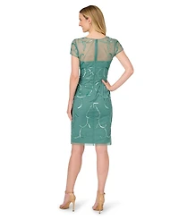 Adrianna Papell Women's Beaded Short-Sleeve Sheath Dress