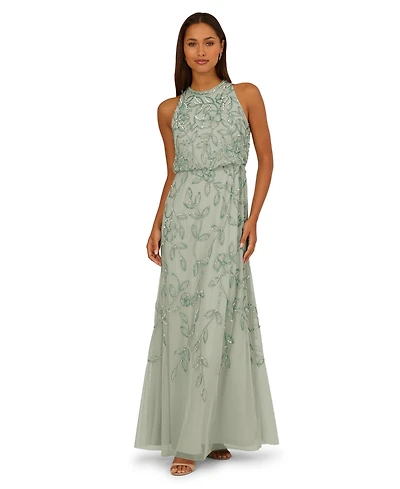 Adrianna Papell Women's Beaded Sleeveless Long Dress