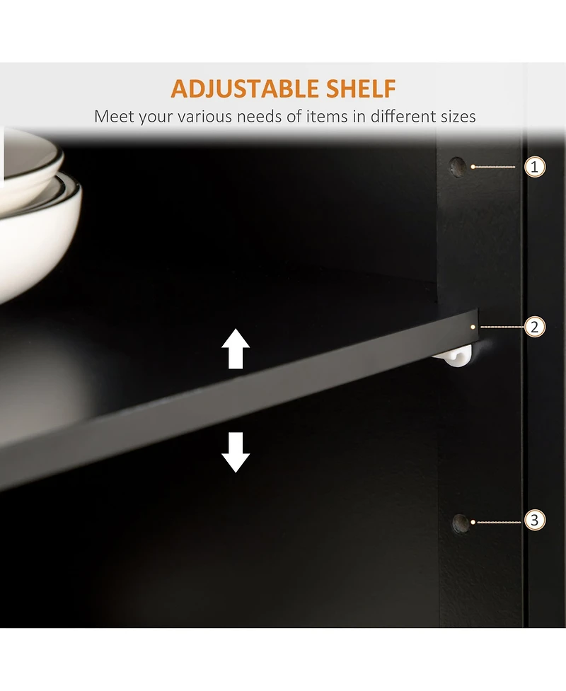 Homcom Sideboard Modern Buffet Cabinet with Adjustable Shelves,