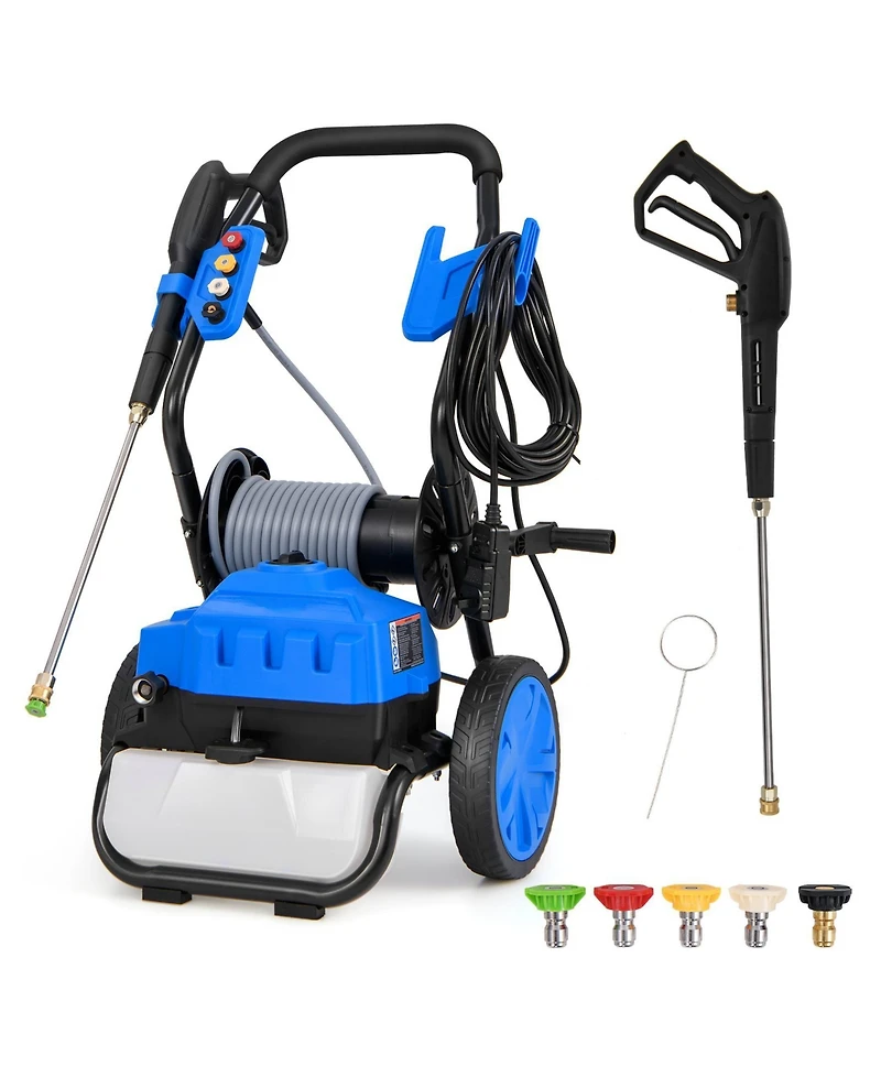 Sugift 2300 Psi 1.8 Gpm Electric Pressure Washer with Wheels and 5 Quick Connect Nozzles-Blue