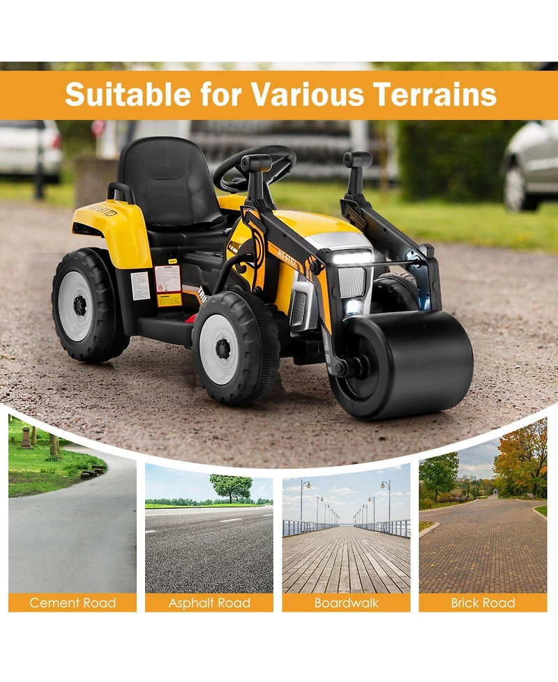 Sugift 12V Kids Ride on Road Roller with 2.4G Remote Control