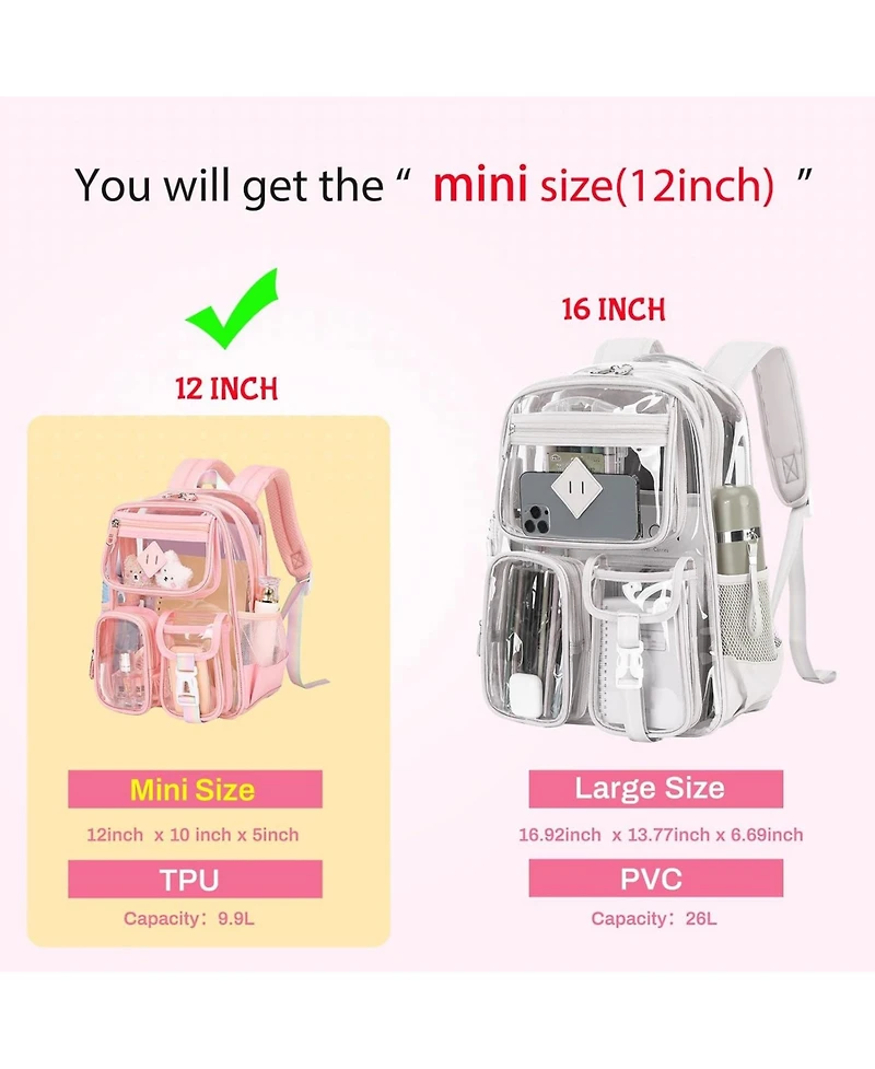 Batfox Mini Clear Backpack Small Pink Kids Girls