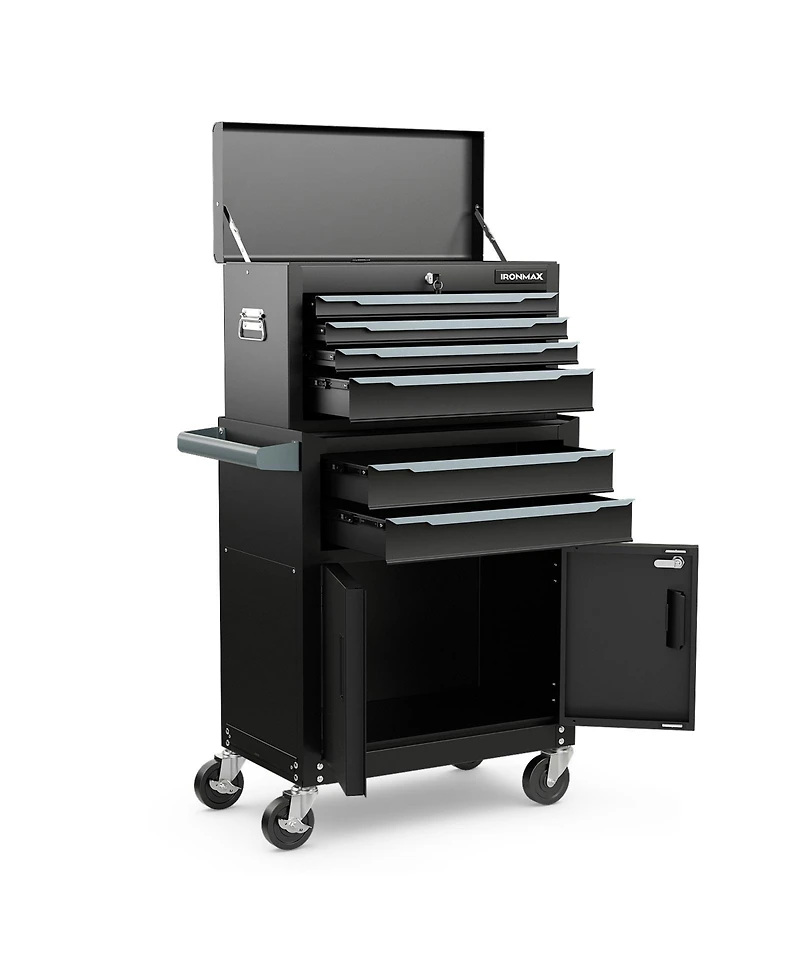 Sugift 6-Drawer Rolling Tool Storage Chest Cabinet with Universal Wheels and Hooks