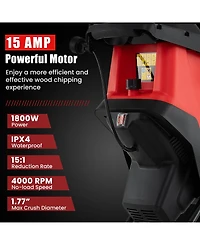 Sugift 15-amp Electric Wood Chipper and Shredder Leaf Mulcher with Wheels-Red