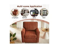 360°Swivel Chair with Side Pockets Compact Chenille Armchair