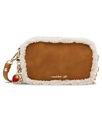 Madden Girl Elisen Nubuck/Sherpa Camera Crossbody