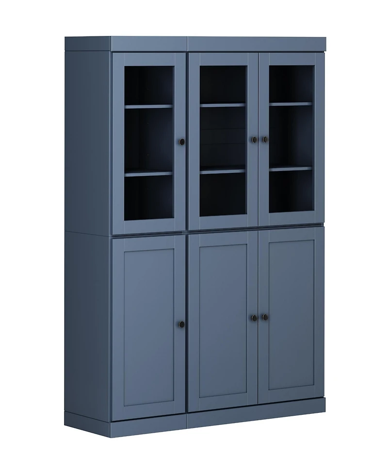 Palace Imports 100% Solid Wood 48.5" Pantry Cabinet with Clear Glass, Shaker Doors, 2-Drawers & Adjustable Shelves