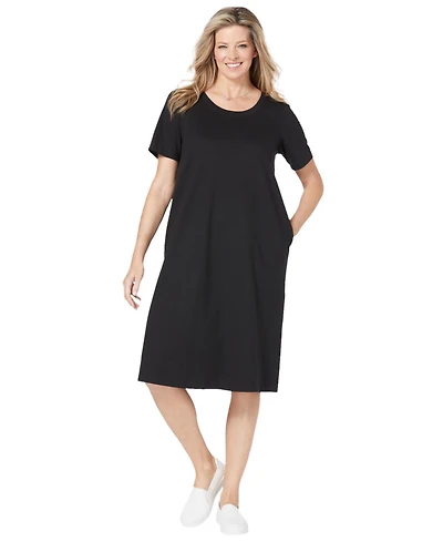 Woman Within Women's Plus Perfect Short-Sleeve Crewneck Tee Dress