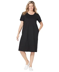 Woman Within Women's Plus Perfect Short-Sleeve Crewneck Tee Dress