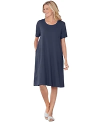 Woman Within Women's Plus Perfect Short-Sleeve Crewneck Tee Dress