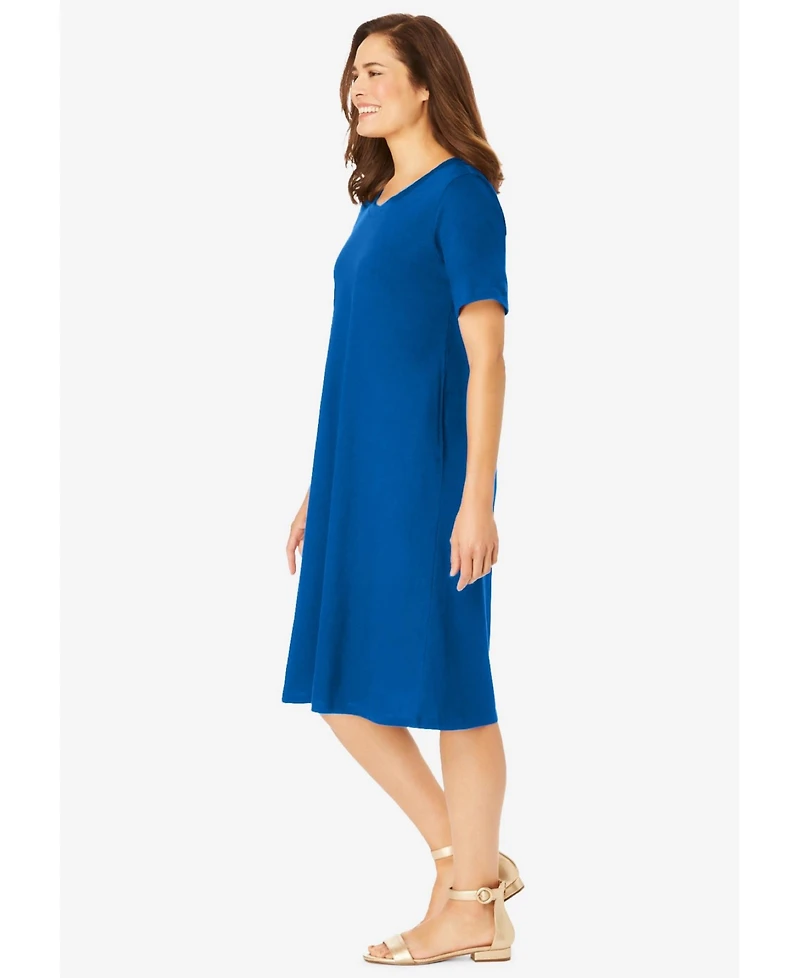 Woman Within Women's Plus Perfect Short-Sleeve Crewneck Tee Dress