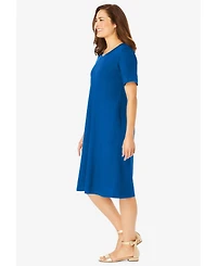 Woman Within Women's Plus Perfect Short-Sleeve Crewneck Tee Dress