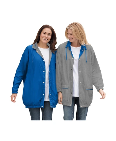 Woman Within Plus Fleece Nylon Reversible Jacket