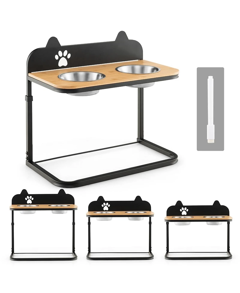 Sugift Dog Bowl Stand With 2 Stainless Steel Food Water Bowls