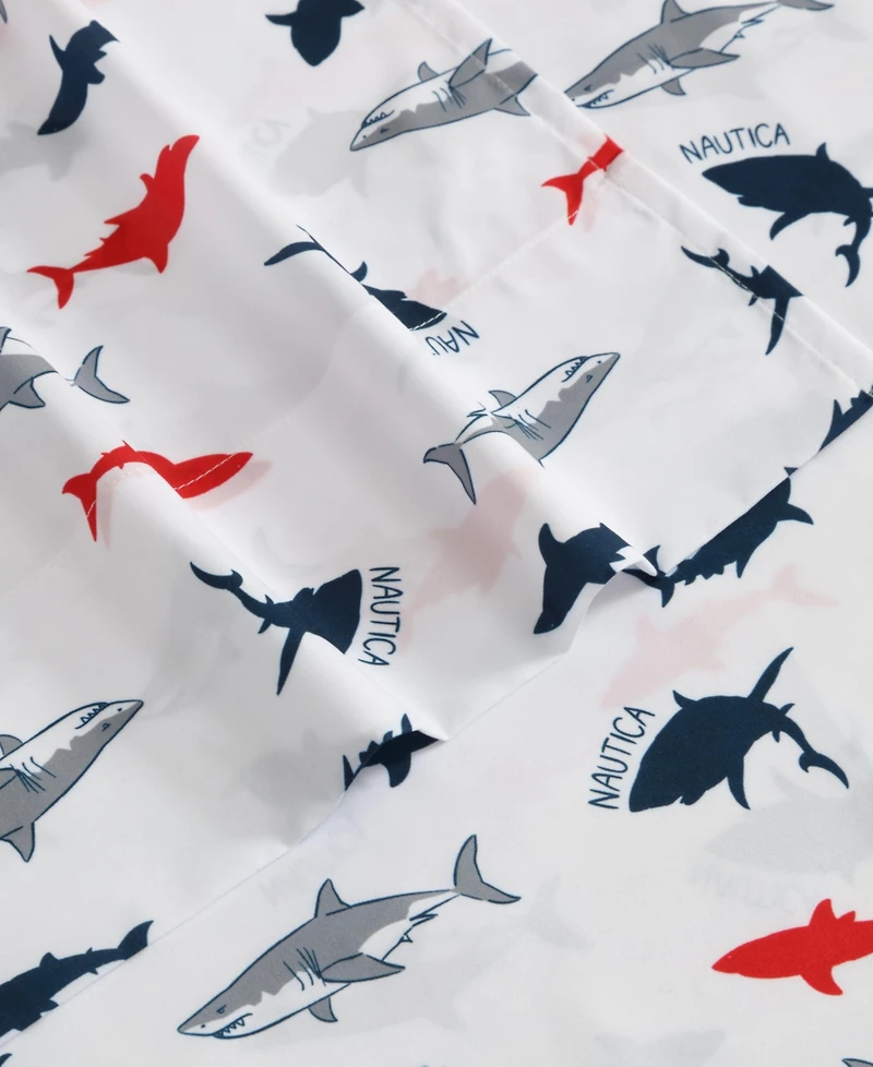 Nautica Branson Sharks Microfiber 3-Pc. Sheet Set, Twin Xl