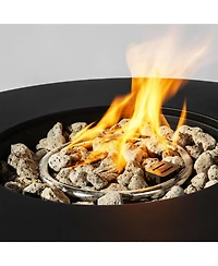 Boyel Living 32" Propane Gas Fire Pit Table, 50000 Btu Round Steel Fire Pit for Outside Patio Deck Garden Courtyard-Black